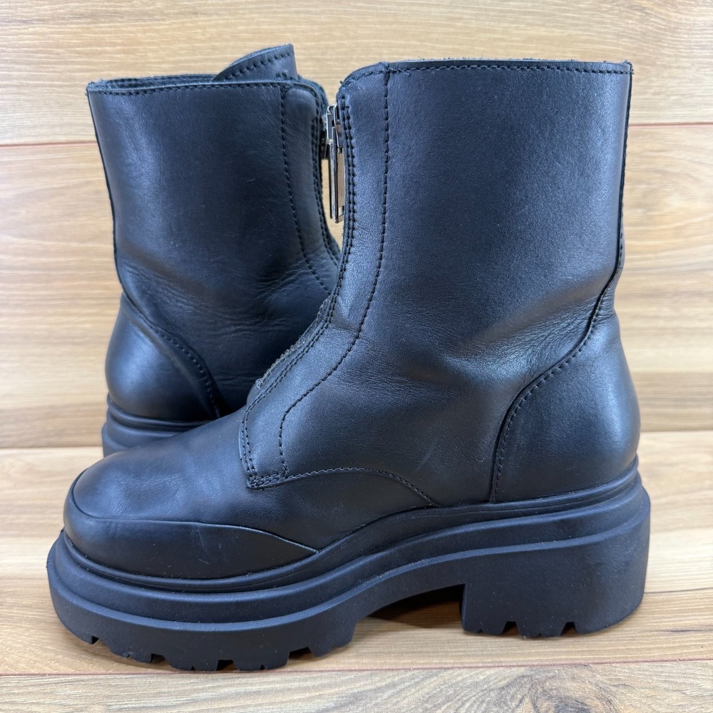 Thursday Boots Ryder Platform Womens 7 Black Leather Chunky Lug Zip Goth Punk - Picture 6 of 12